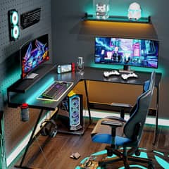 55 inch L-Shaped Gaming Computer Desk with Monitor Stand Home Office 0
