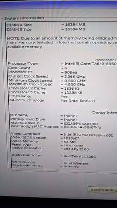 Dell  Precision 5530 i9 8gen (8950Hk)  (4k touch screen )