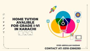 Home Tutor Available For Grade I-VI In Karachi