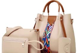 Women Faux Leather Handbags (4pcs) different colors