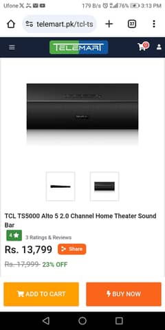 TCL TS5000 Alto 5 2.0 Channel Home theater Sound Bar