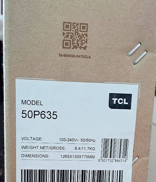 Tcl led android 50 inch boder less Box Pack 0"3"0"0"4"2"9"0"9"3"5 2