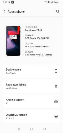 OnePlus 6 GLOBAL   8/256 GB