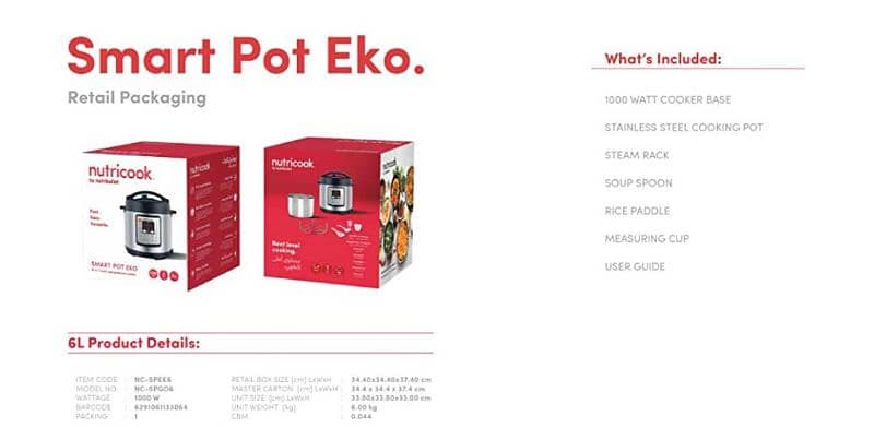 Nutricook Smart Pot Eko 6 litres 9-in-1 1000W (Brand New) 5