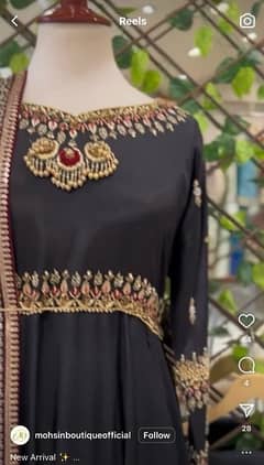 preloved beautiful black designer dress with golden embroidered