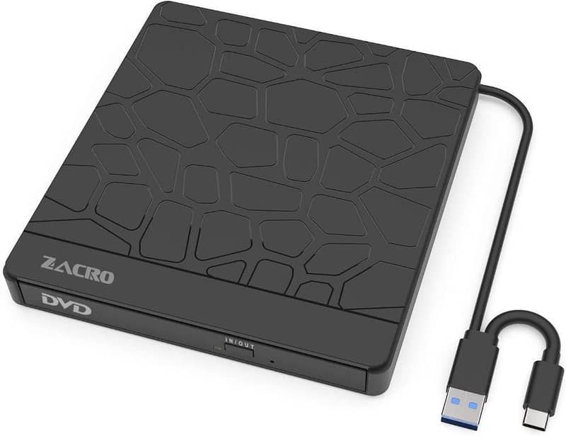 Zacro External CD DVD Drive USB 3.0 Type-C with 5 Ports USB MicroSD TF 1