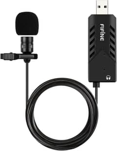 FIFINE USB Lavalier Microphone,Cardioid Condenser with Sound Card