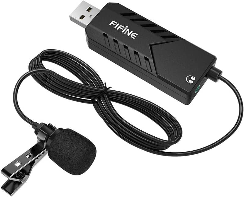 FIFINE USB Lavalier Microphone,Cardioid Condenser with Sound Card 5