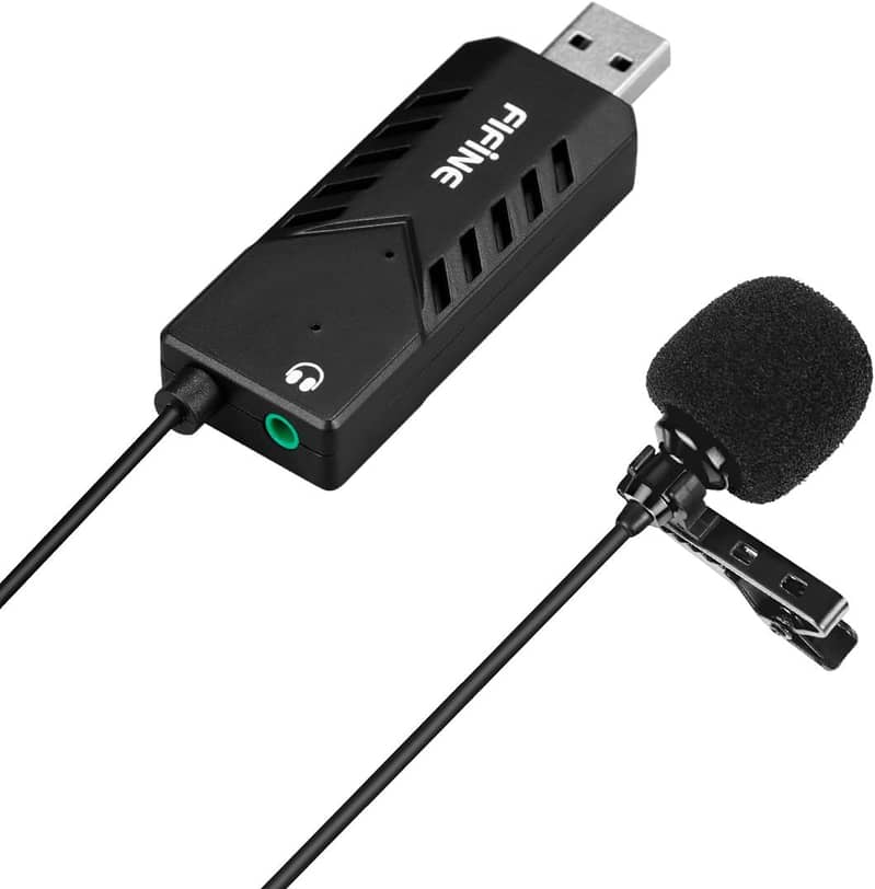 FIFINE USB Lavalier Microphone,Cardioid Condenser with Sound Card 6