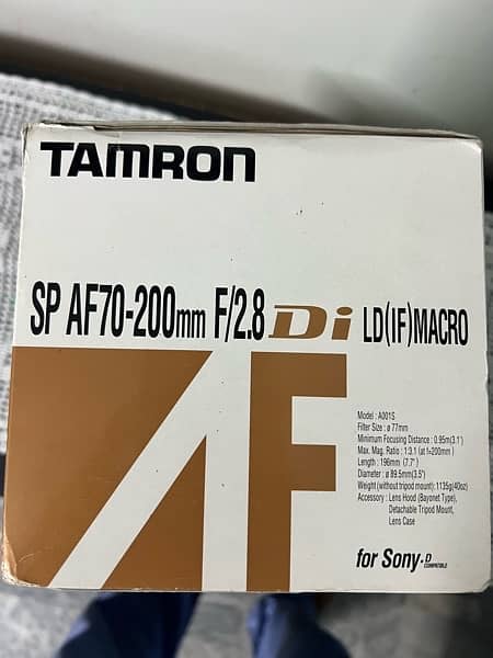Tamron AF70-200mm lens for Sony Models 2