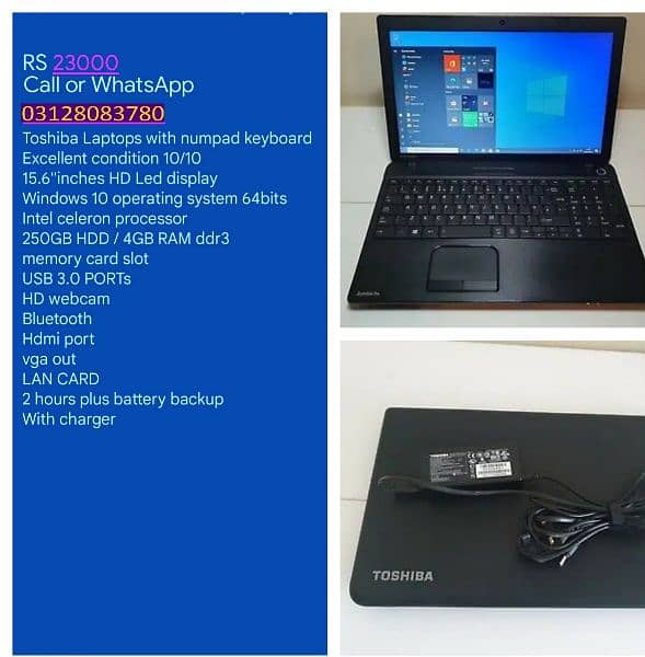 Laptops available in low prices contact or WhatsApp # 03128O83780 2