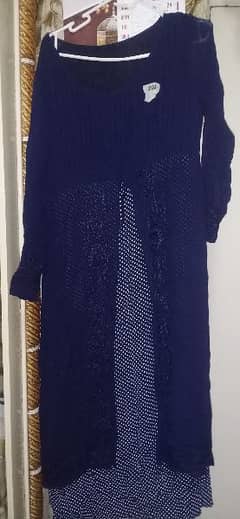 blue abaya shafon uper with tread embridry