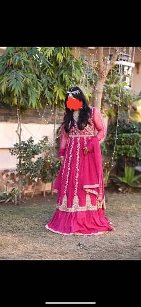Faiza Saqlain Shocking Pink Net Maxi Dupatta with Raw Silk Lehnga 0