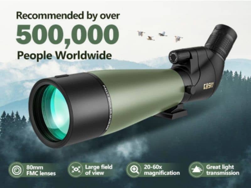 Goskey 20-60x80 Professional level water resistant Scope 6