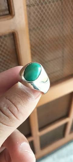 Natural Irani Hussaini Feroza Silver Ring