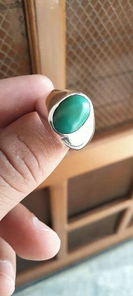 100% Natural Irani Hussaini Feroza Silver Ring 3