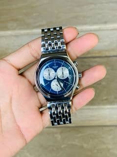Swatch Swiss Watch 44mm Stainless Steel All Chronograph Working 9.5/10