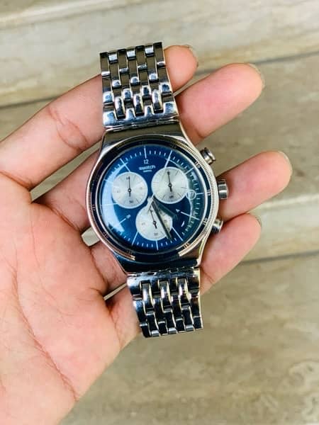 Swatch Swiss Watch 44mm Stainless Steel All Chronograph Working 9.5/10 2