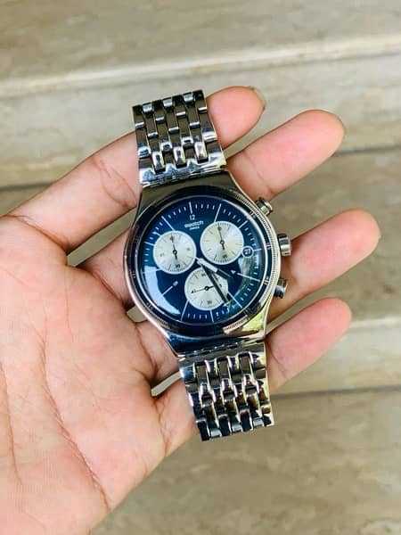 Swatch Swiss Watch 44mm Stainless Steel All Chronograph Working 9.5/10 5
