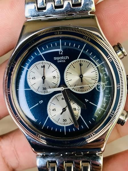 Swatch Swiss Watch 44mm Stainless Steel All Chronograph Working 9.5/10 6