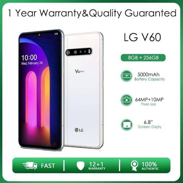 LG v60 5G. full 10 by 10 condition 8/128 Dual Sim / online Punched. . 4