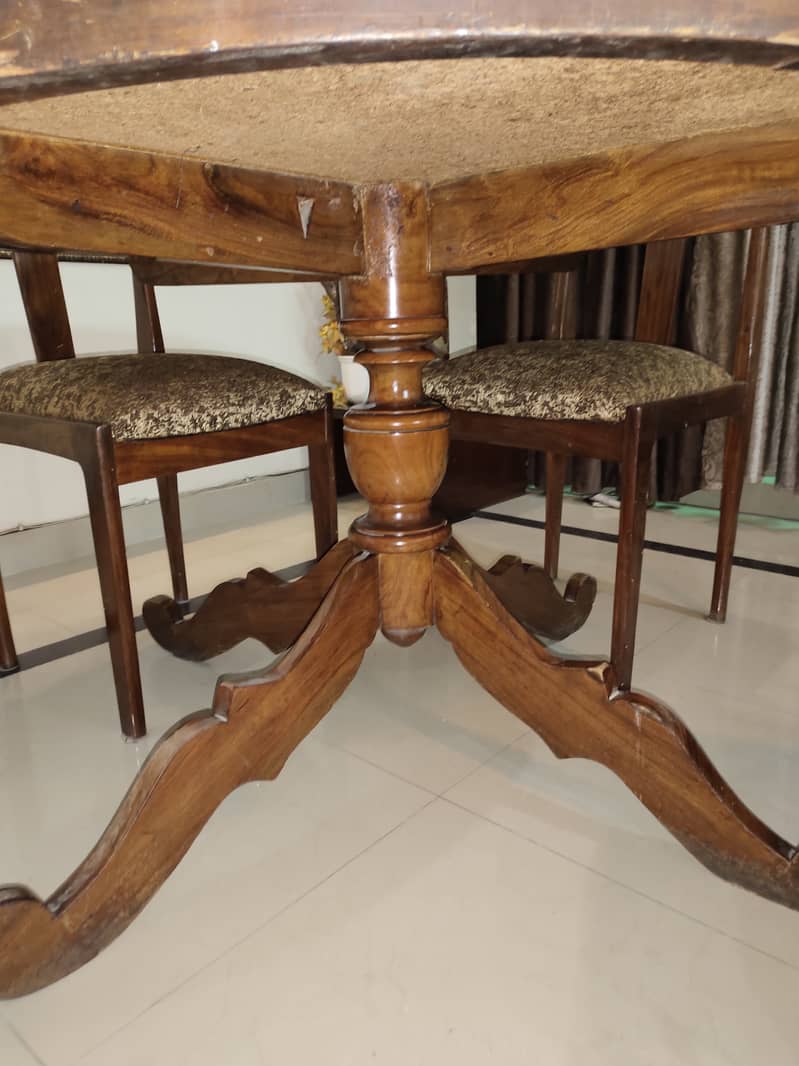 DINNING TABLE WITH 6 CHAIRS (PUPRE SHEESHAM WOOD) EXCELLENT CONDITION 8