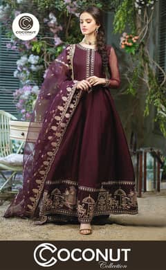 Neck, Sleeves & Daman Embroidered Maxi with Emb Dupatta 3Pcs