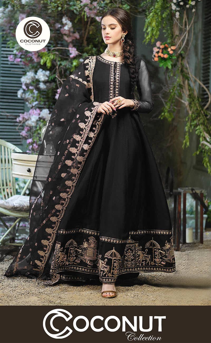 Neck, Sleeves & Daman Embroidered Maxi with Emb Dupatta 3Pcs 1