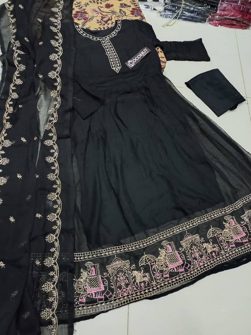 Neck, Sleeves & Daman Embroidered Maxi with Emb Dupatta 3Pcs 4