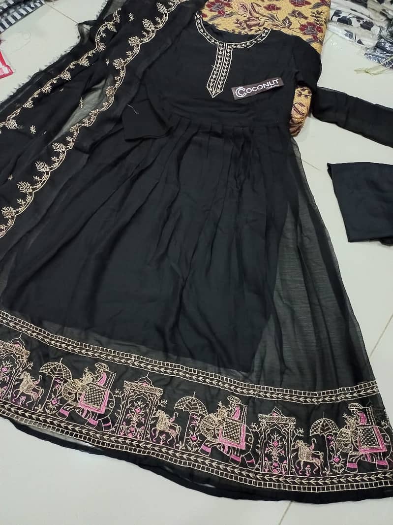 Neck, Sleeves & Daman Embroidered Maxi with Emb Dupatta 3Pcs 5