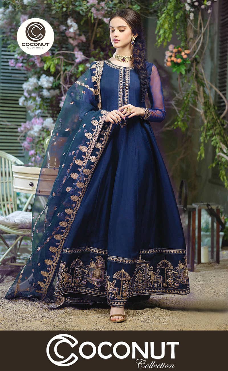 Neck, Sleeves & Daman Embroidered Maxi with Emb Dupatta 3Pcs 8