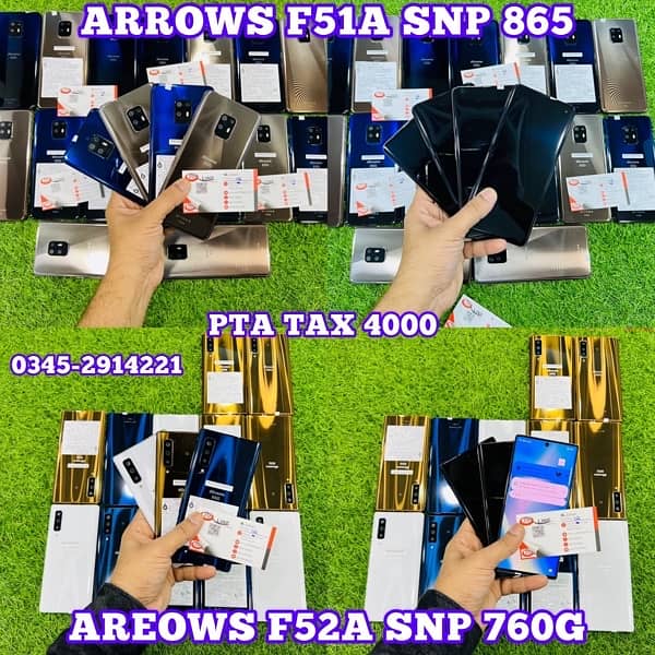 Arrows F52A Vs F51A SNP 865 5g 128/8 Single Sim Pta approve Model 1