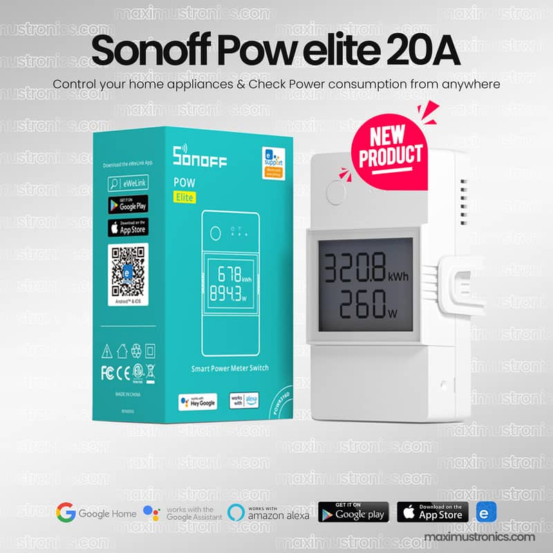 Sonoff POW Elite 20A smart wifi power monitering for heater geyser AC 0