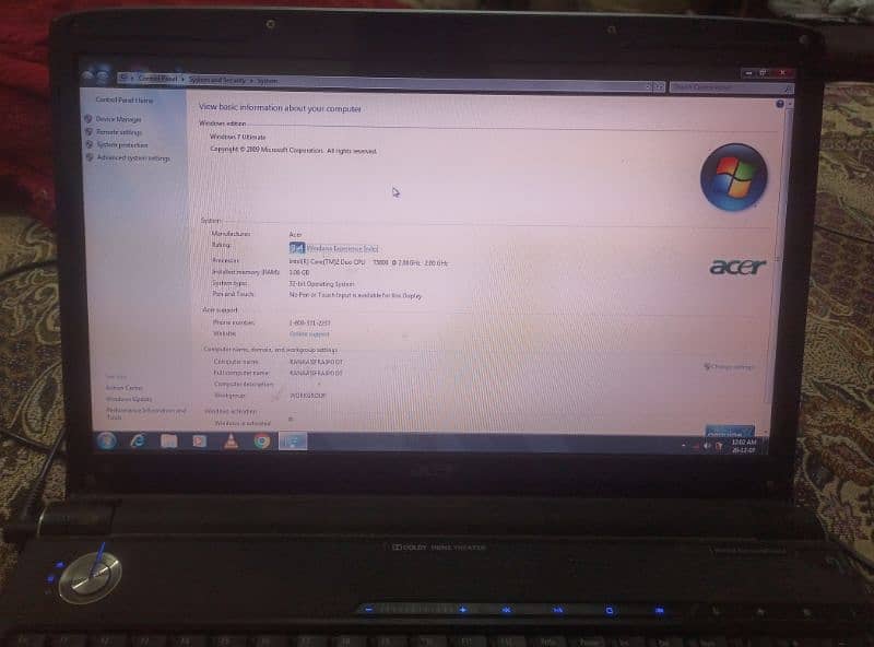 Acer Aspire 6930 Laptop (Core 2 Duo )Standard size 5