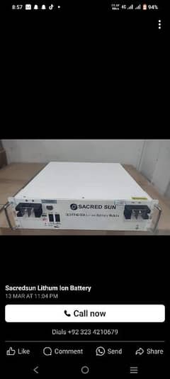 Sacred sun battery 100ah 48v ready stock five years warranty