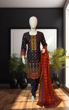 Lawn Embroidered Chikankari 3PC –Ready to Wear 0