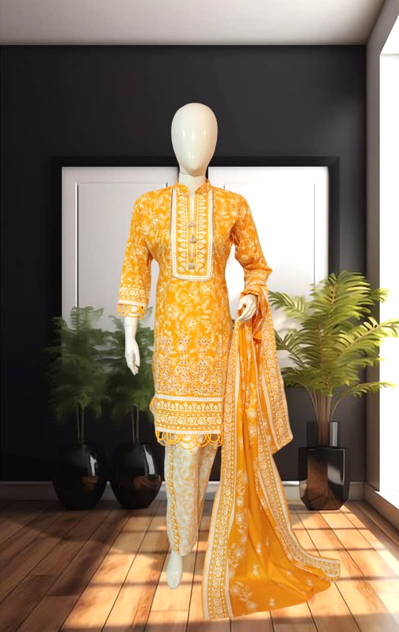 Lawn Embroidered Chikankari 3PC –Ready to Wear 4