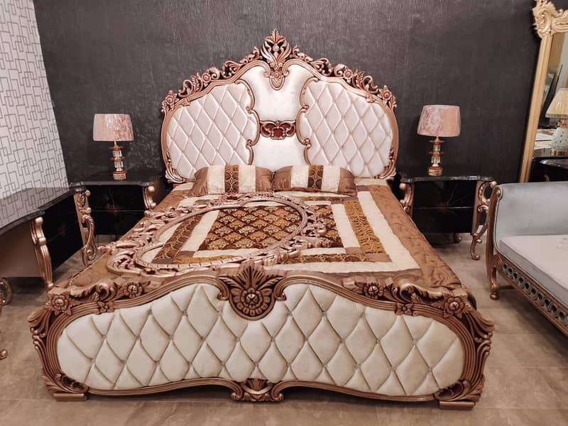 bed set/side tables/wardrobe/wooden bed dressing/almari/showcase 1