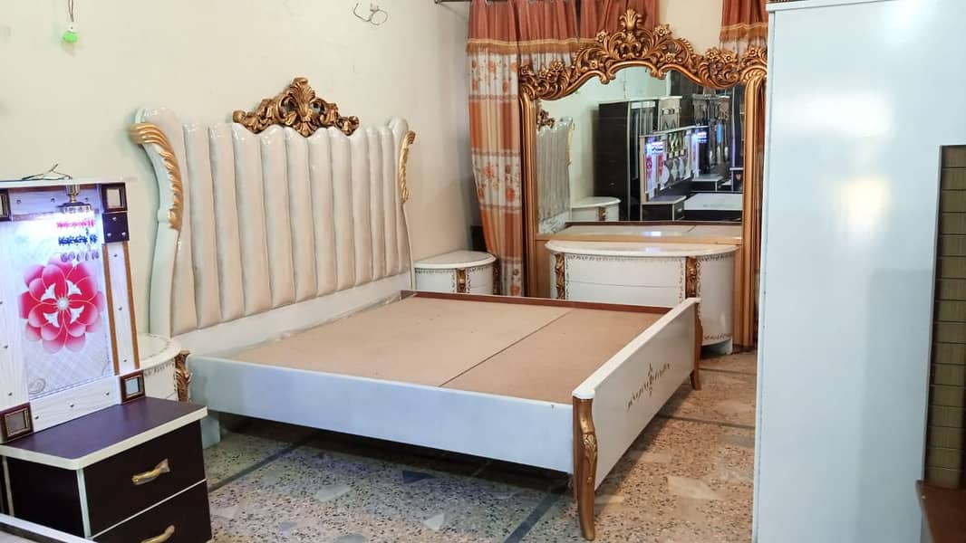 bed set/side tables/wardrobe/wooden bed dressing/almari/showcase 6