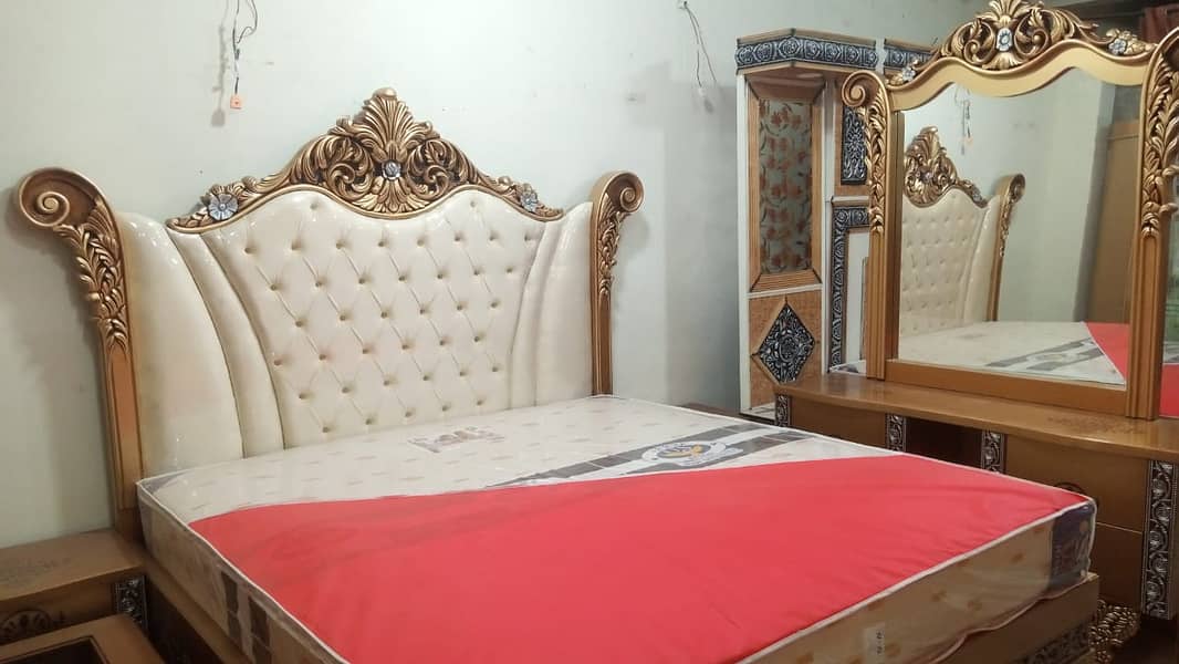 bed set/side tables/wardrobe/wooden bed dressing/almari/showcase 18