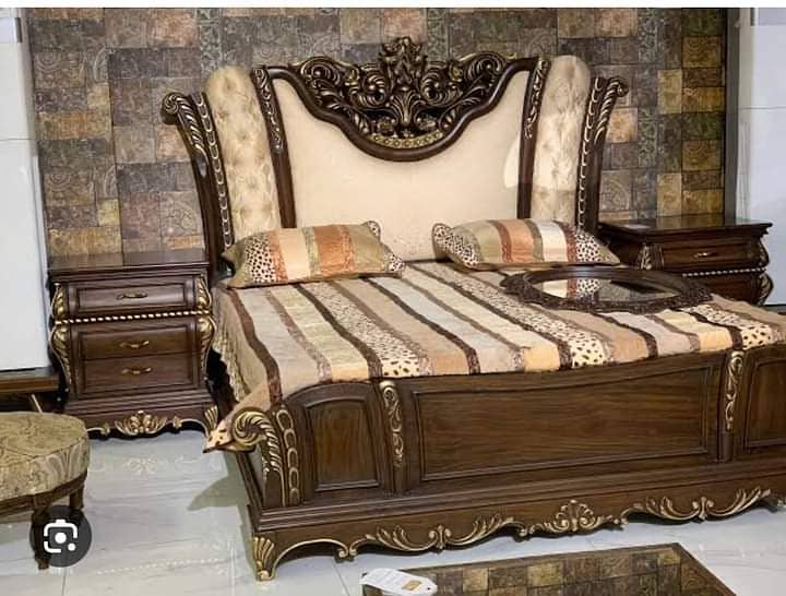 bed set/side tables/wardrobe/wooden bed dressing/almari/showcase 19
