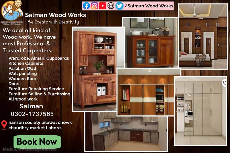 03021737565. wood work, kitchen cabinet, Wardrobes, Carpenter 17