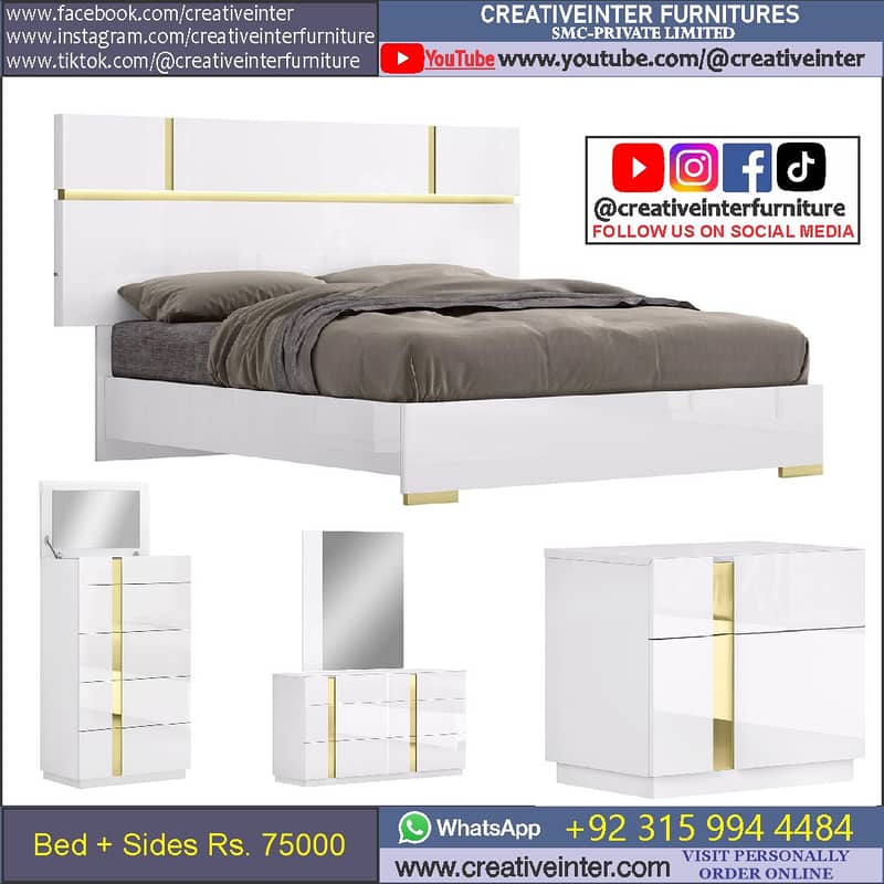 Double Bed Set Full King Size Dressing Almari Single Home Furniture 6