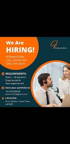 urgent hiring agents for our inbound call center male& females prefer