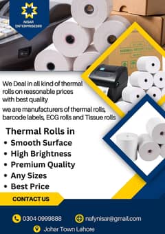 THERMAL Printer Paper Roll ATM ECG Ultrasound best quality available