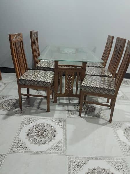 Dining Table wood 6 chairs 3