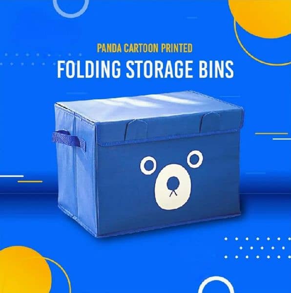 Panda Design Folding Storage Bins Quilt Basket Kid Toys Organizer 0