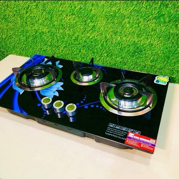 3 Burner Auto Glass Model 3 China Stove (Tempered Glass Blue Flame) 2