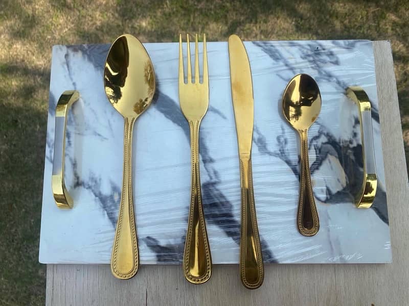 stainless steel cutlery set golden & silver 4 & 6 persons 1