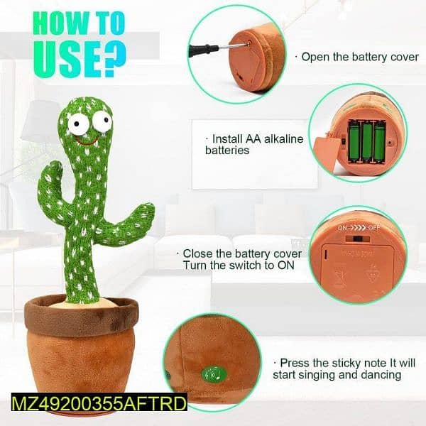 Dancing cactus plush toy for kids 1
